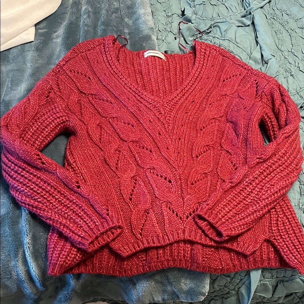 Anthropologie Ramona Cable Knit Chunky V-neck Pullover Sweater